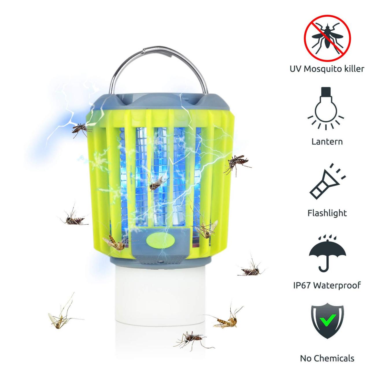 ERAVSOW Bug Zapper & LED Camping Lantern & Flashlight 3-in-1, Waterproof Rechargeable Mosquito Killer, Portable Compact Camping Gear for Outdoors ERAVSOW Bug Zapper & LED Camping Lantern & Flashlight 3-in-1, Waterproof Rechargeable Mosquito Killer, Portable Compact Camping Gear for Outdoors
