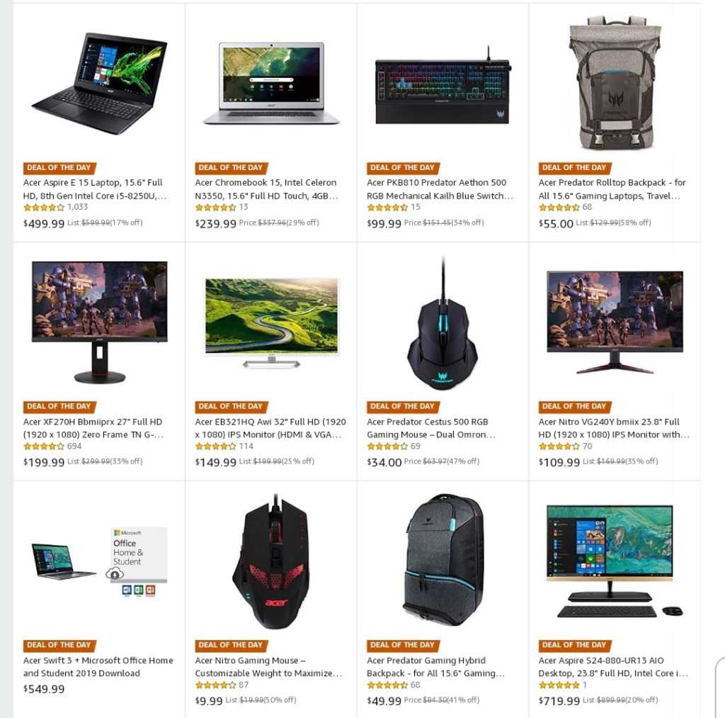 Save up to 30% off Acer Products – Amazon deal of the day.