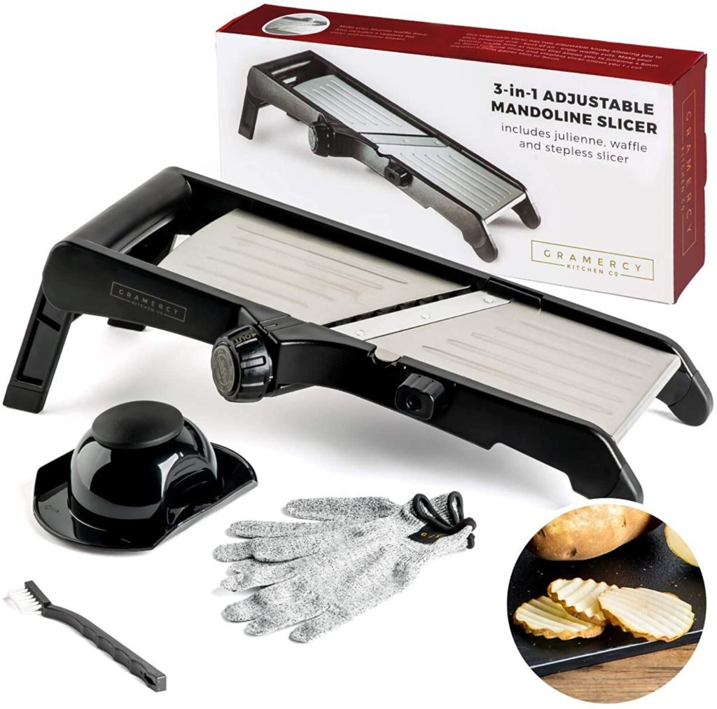 Mandilne food slicer, adjustable steel with waffle fry cutter for .97