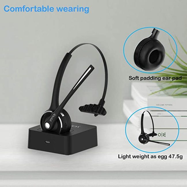 YAMAY Pro Trucker Bluetooth Headset/Office Wireless Headset, Bluetooth Earpiece Noise Cancelling Headphones with Microphone,Charging Dock,Mute Function for Car Call Center iPhone Android Cell Phones YAMAY Pro Trucker Bluetooth Headset/Office Wireless Headset, Bluetooth Earpiece Noise Cancelling Headphones with Microphone,Charging Dock,Mute Function for Car Call Center iPhone Android Cell Phones